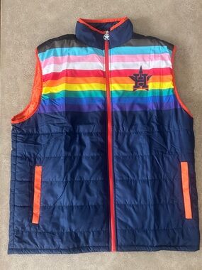 Houston Astros Pride Night 2026 Rainbow Puffer Vest Adult 2XL SGA NWOT LGBTQ